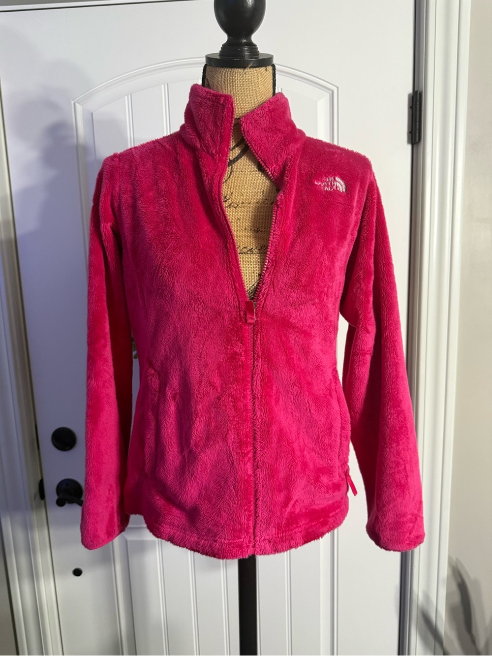 The North Face Women's Hot Pink Teddy Fleece Zip Jacket